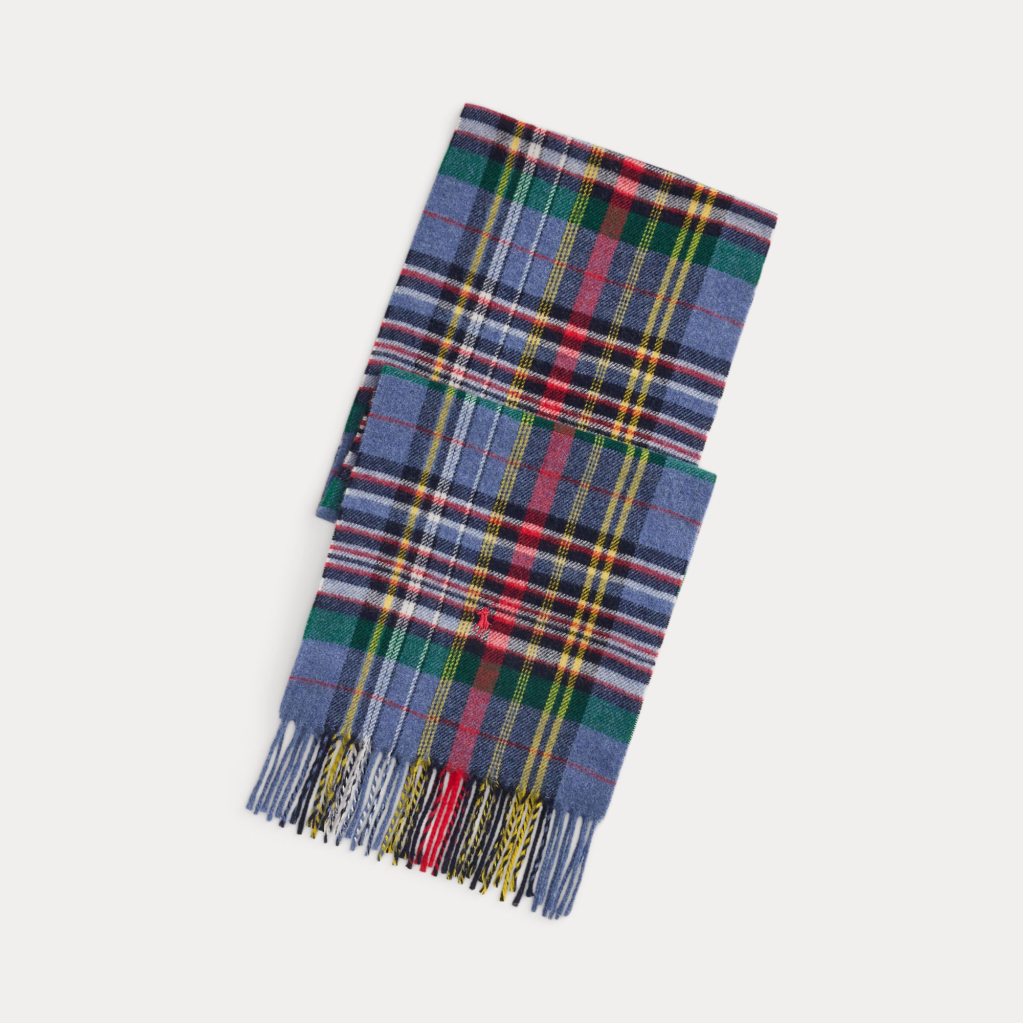 Ralph Lauren Plaid Wool Scarf Blue Multi