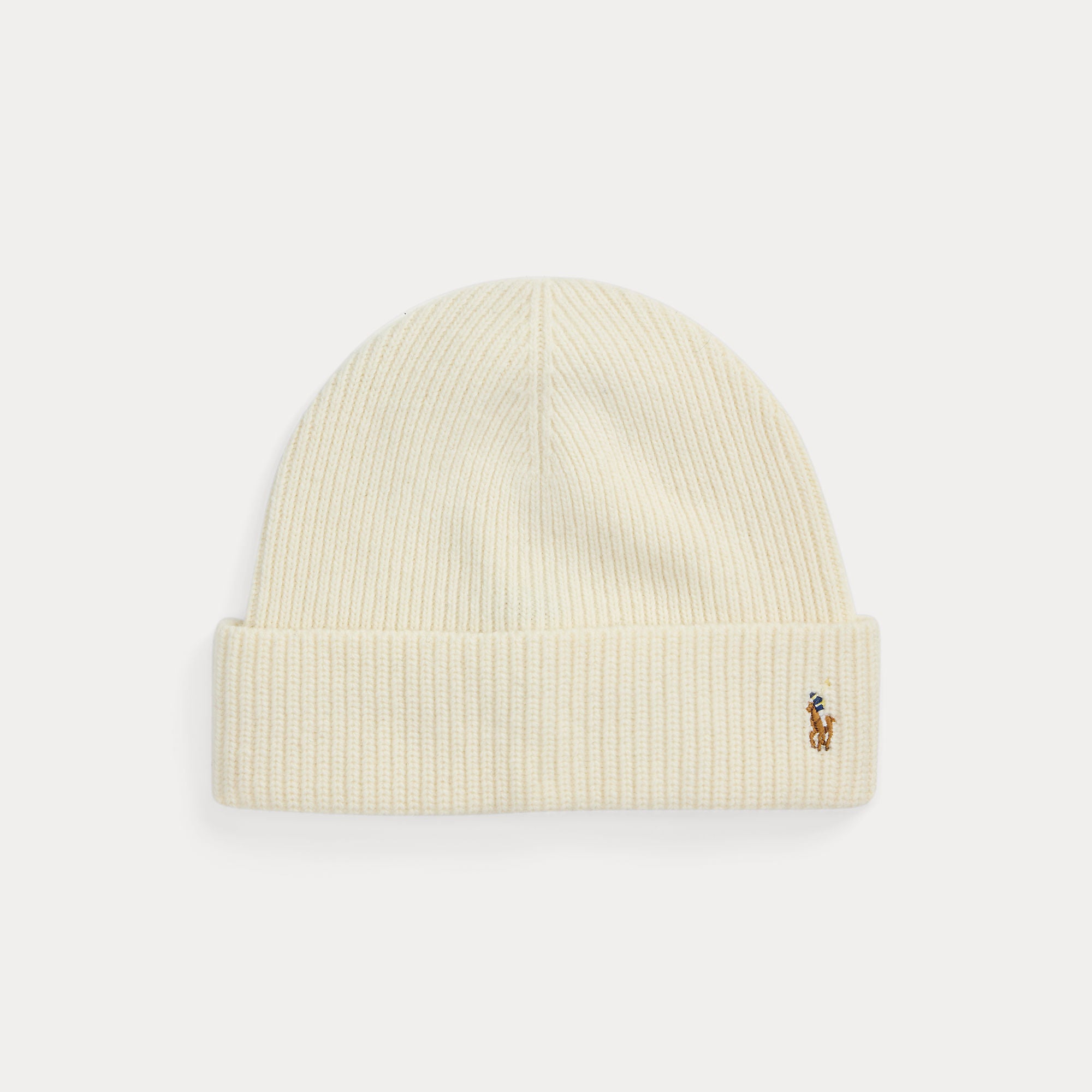Ralph Lauren Signature Pony Wool Blend Hat Herbal Milk