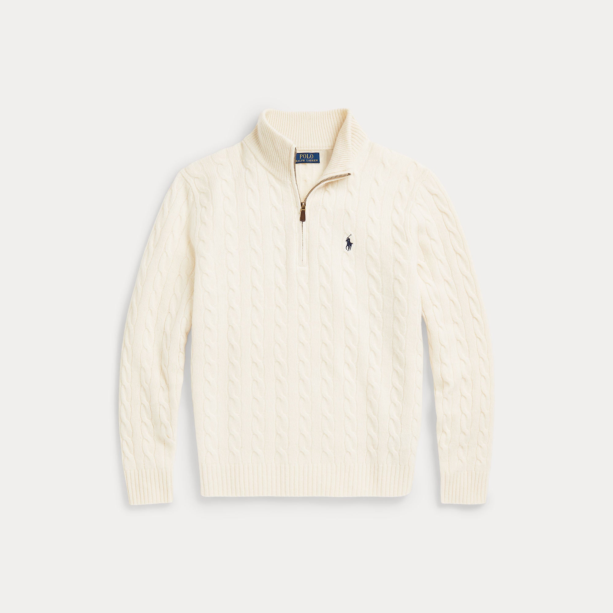 Ralph Lauren Wool Cashmere Cable Half ZIp Cream