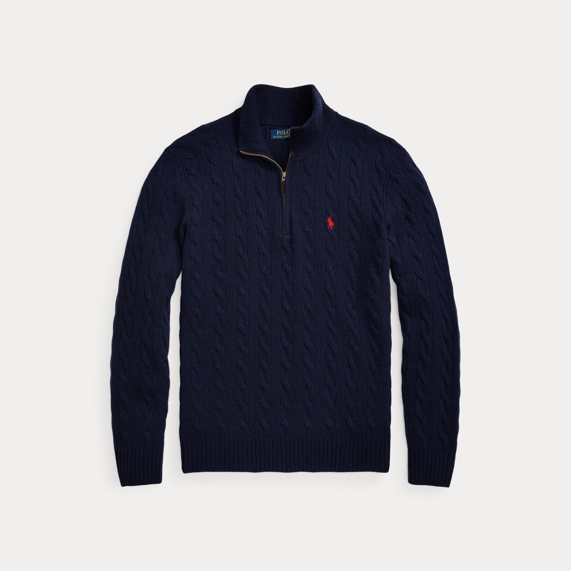 Ralph Lauren Wool Cashmere Cable Half ZIp Hunter Navy