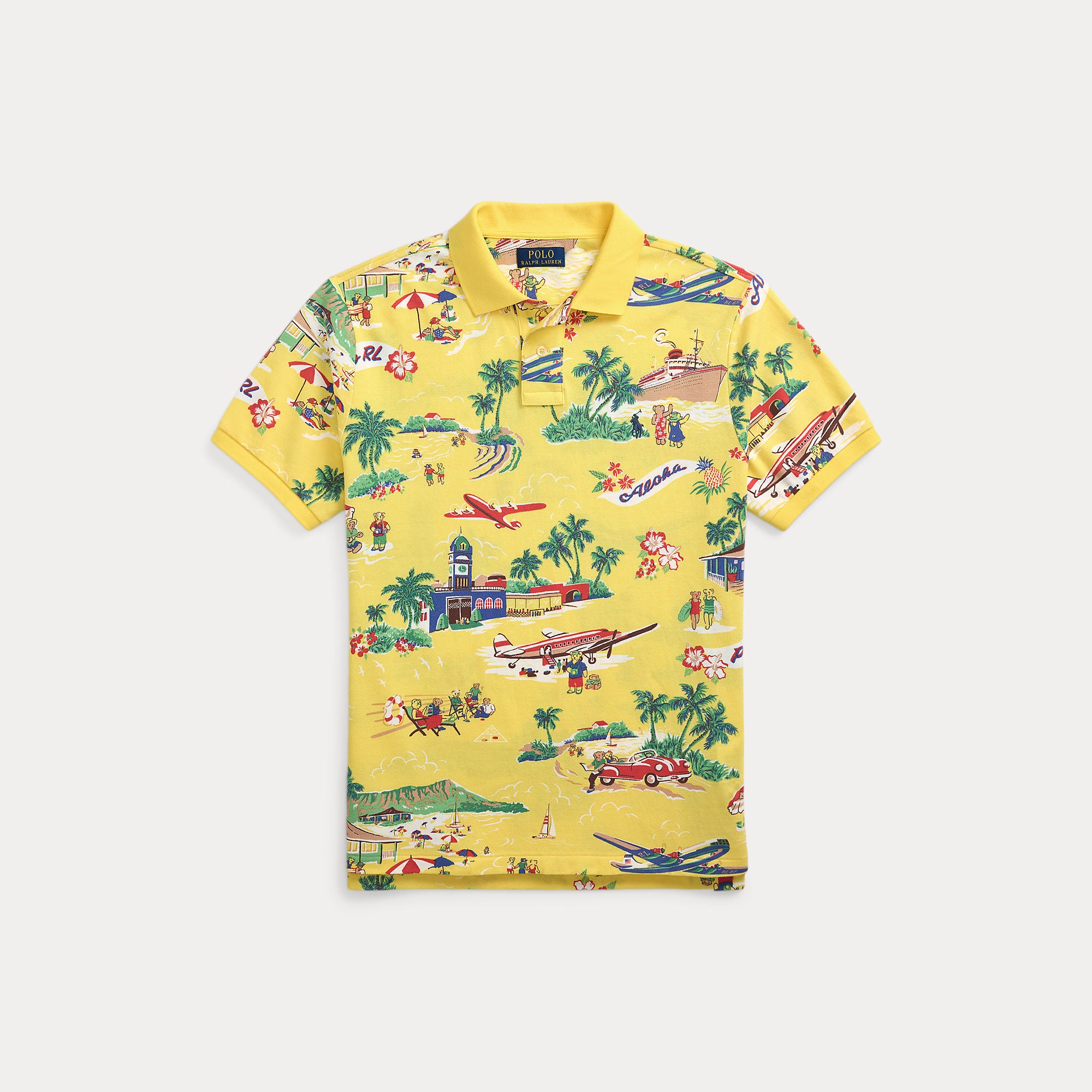 Ralph Lauren Custom Slim Holiday Bear Polo Yellow