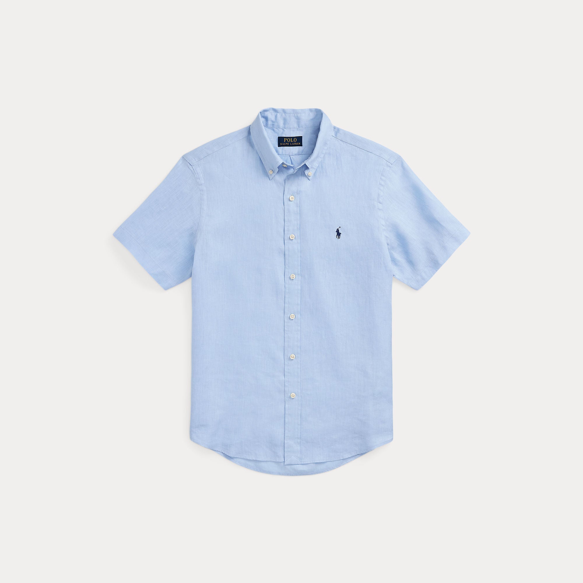 Ralph Lauren Custom Fit 100% Linnen Short Sleeve Office Blue
