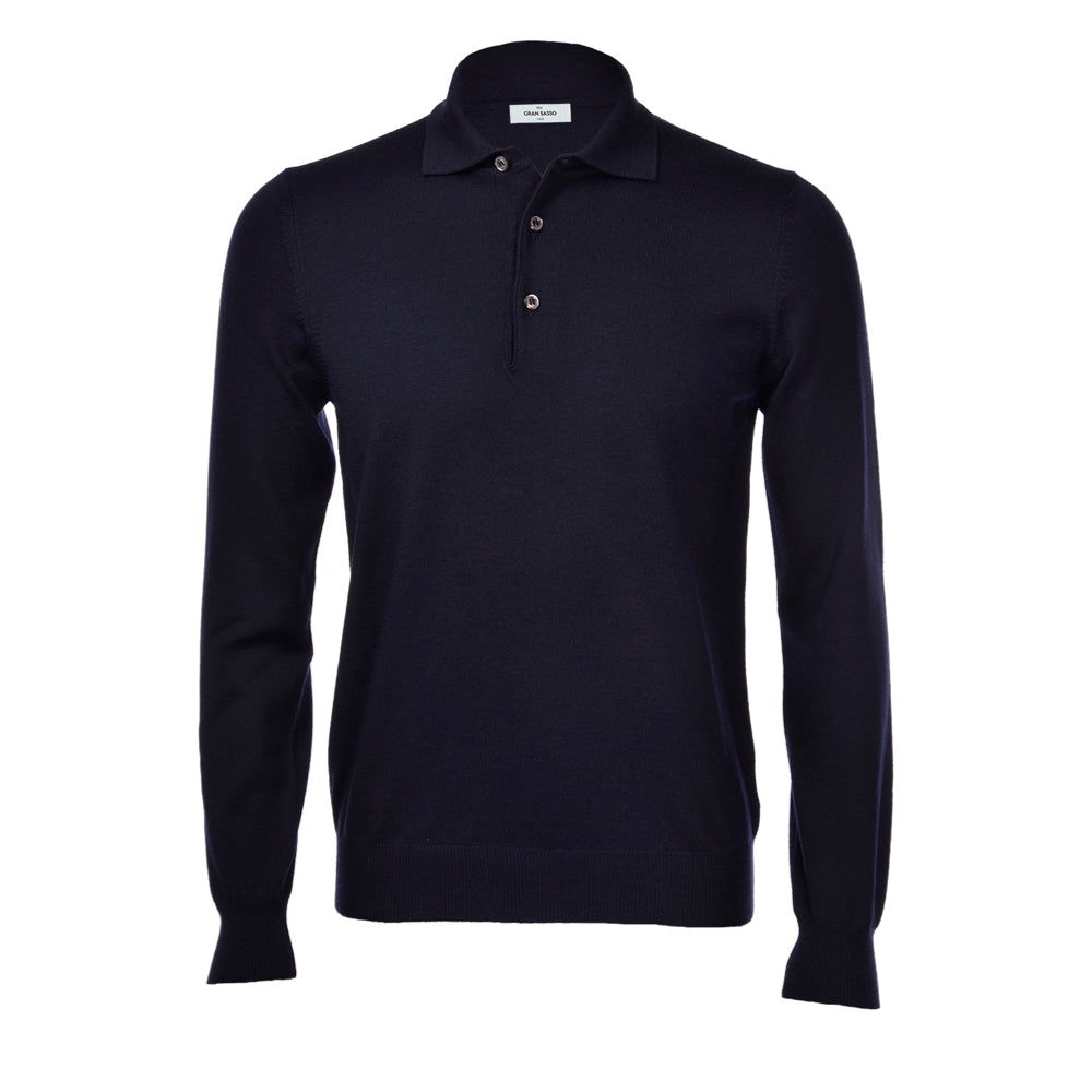 Gran Sasso Polo Lange Mouw Extra Fine Merino Navy