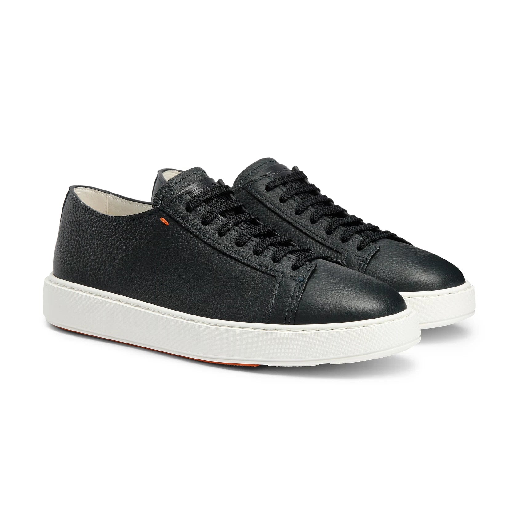 Santoni Men's Tumbled Leather Sneaker Navy