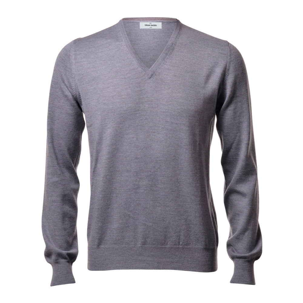 Gran Sasso V-Neck Extra Fine Merino Licht Grijs