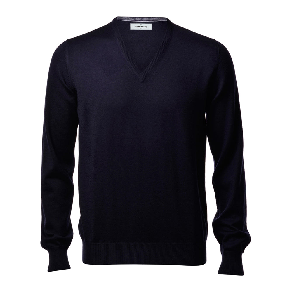 Gran Sasso V-Neck Extra Fine Merino Navy