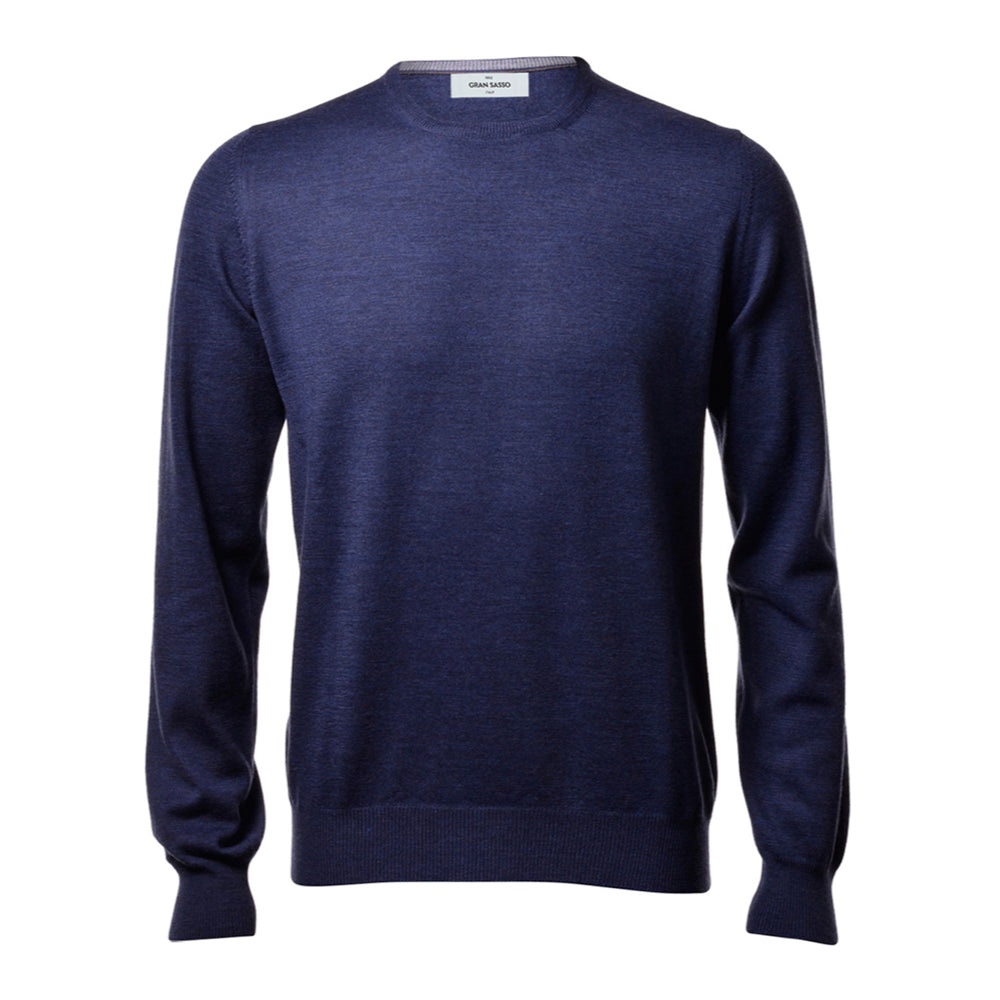 Gran Sasso Crewneck Extra Fine Merino Denim Blauw